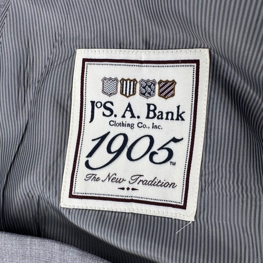 Jos‎ A Bank 1905 Mens 46 Regular Grey Wool Slim Fit Suit Blazer Jacket - Picture 4 of 13